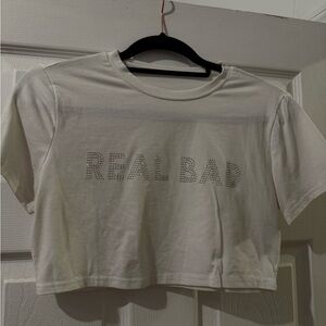 White Real Bad Crop Top